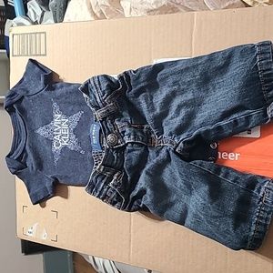 0-3  month jeans and onsie
